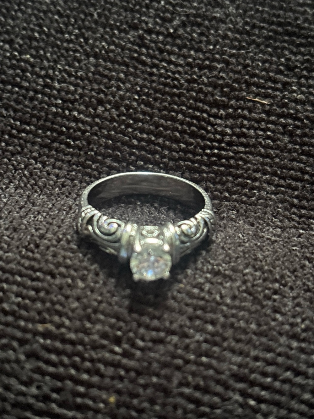 White Lab Sapphire Size 4.25 Ring 925 Sterling Silver USA Vintage Style Scroll